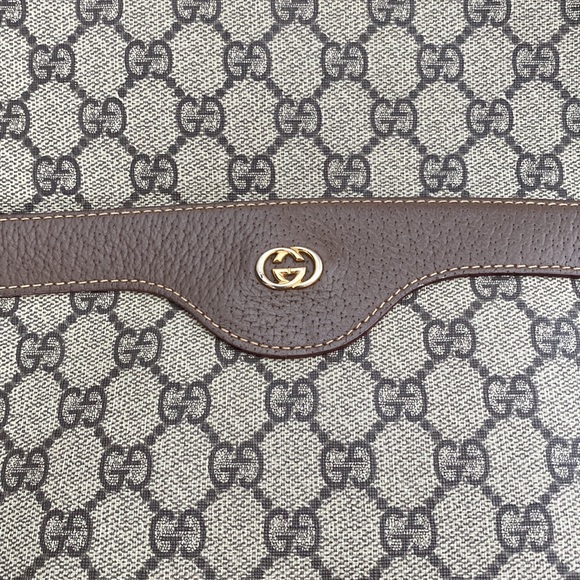 Authentic Gucci Tote Bag Brown PVC Used Handbag Vintage - Picture 12 of 16